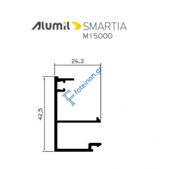 Πηχάκι μεγάλο ίσιο M11483 Smartia Alumil 6m σε χρώμα λευκό 9016