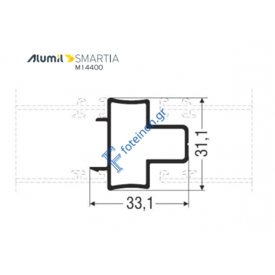 Μπινί M14254 σειράς Μ14400 Alumil 6m σε χρώμα λευκό 9016