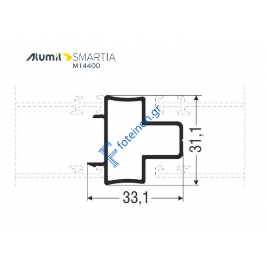Μπινί M14254 σειράς Μ14400 Alumil 6m σε χρώμα λευκό 9016