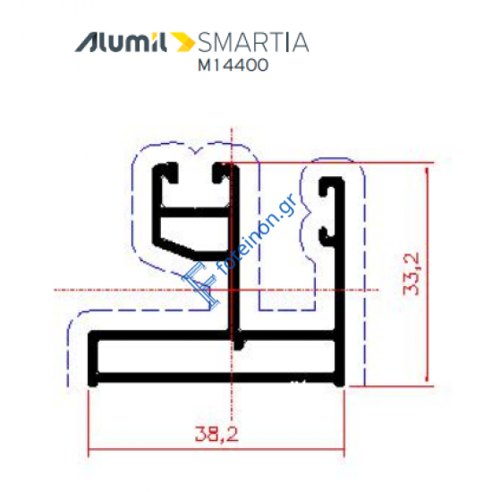 Μονός οδηγός M14401 της σειράς M14400 Alumil 6m σε χρώμα λευκό 9016