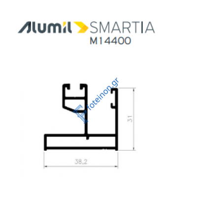 Μονός οδηγός M14401 της σειράς M14400 Alumil 6m σε χρώμα λευκό 9016