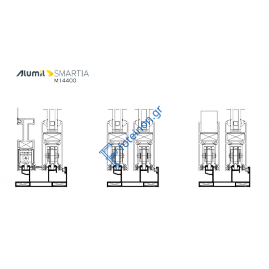 Διπλός οδηγός M14402 για τζάμι-σίτα ή τζάμι παντζούρι της σειράς M14400 Alumil 6m σε χρώμα λευκό 9016