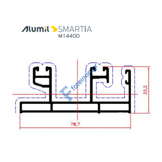 Διπλός οδηγός M14402 για τζάμι-σίτα ή τζάμι παντζούρι της σειράς M14400 Alumil 6m σε χρώμα λευκό 9016