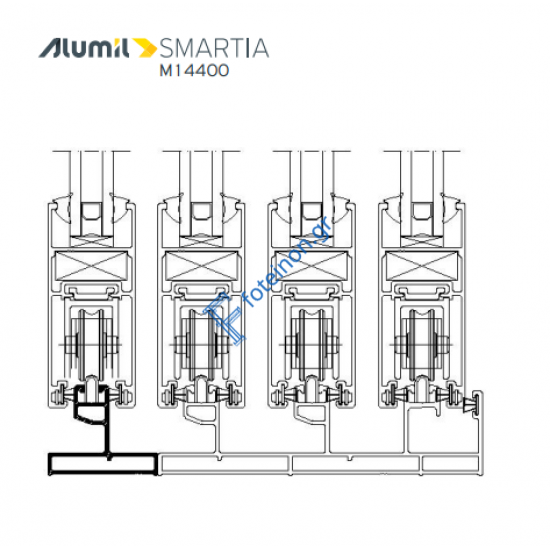 Μονός οδηγός M14404 της σειράς M14400 Alumil 6m σε χρώμα λευκό 9016
