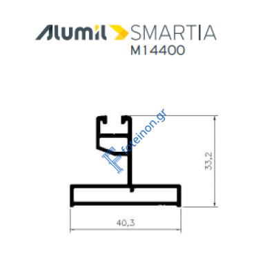 Μονός οδηγός M14404 της σειράς M14400 Alumil 6m σε χρώμα λευκό 9016