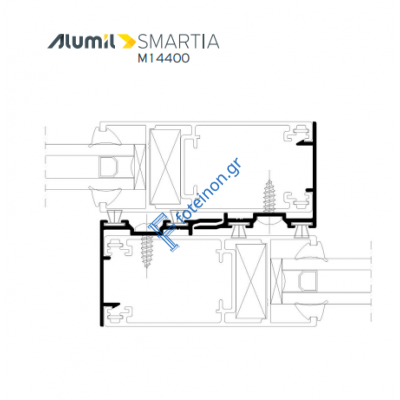 Άγκιστρο (γάντζος) αλουμινίου M14406 της σειράς M14400 Alumil σε χρώμα λευκό 9016