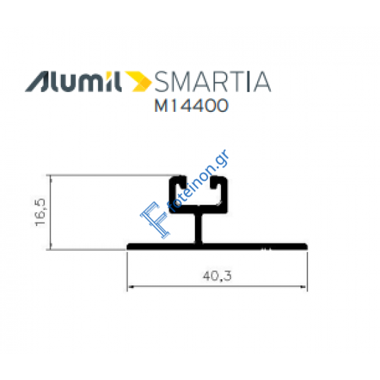 Μονός οδηγός M14408 της σειράς M14400 Alumil 6m σε χρώμα λευκό 9016