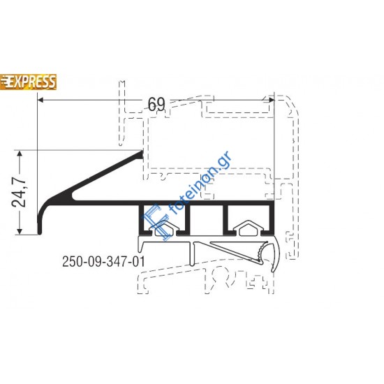 Πρόσθετο αλουμινίου M9347 της σειράς M9400 Comfort Alumil 6m σε χρώμα καφέ 8014