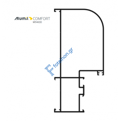Κάσα M9420 σειράς Μ9400 Comfort Alumil 6m σε χρώμα λευκό 9016