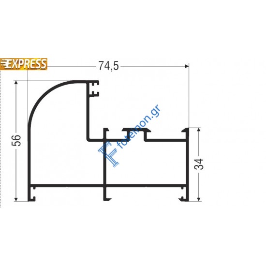 Κάσα M9424 σειράς Μ9400 Comfort Alumil 6m σε χρώμα λευκό 9016