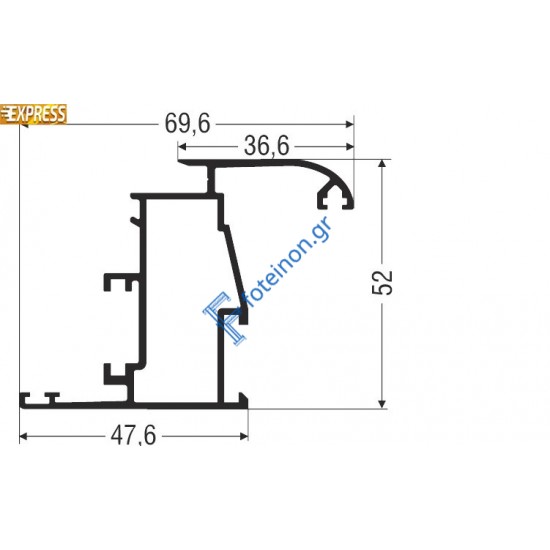 Φύλλο European Groove M9550 σειράς Μ9400 Comfort Alumil 6m σε χρώμα καφέ 8014