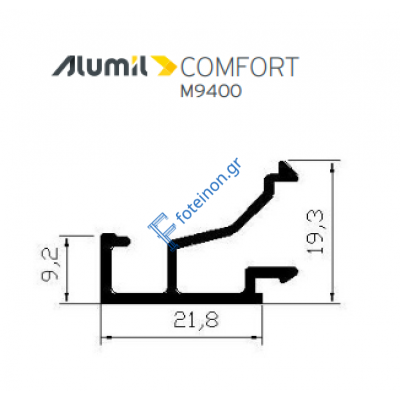 Πηχάκι M9565 σειράς Μ9400 Alumil Comfort 6m σε χρώμα λευκό 9016
