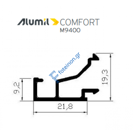 Πηχάκι M9565 σειράς Μ9400 Alumil Comfort 6m σε χρώμα λευκό 9016