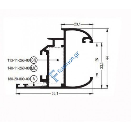 Φύλλο European Groove ανοιγοµένου µέσα µε ενσωµατωµένο πηχάκι για παράθυρο M962 σειράς Μ940 Comfort Alumil 6m σε χρώμα λευκό 9016