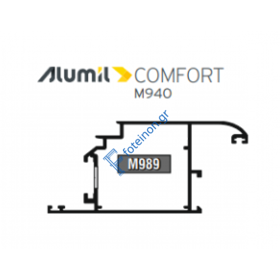 Φύλλο European Groove M989 σειράς Μ940 Comfort Alumil 6m σε χρώμα λευκό 9016