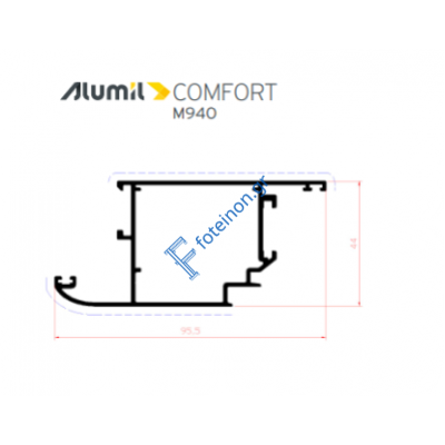 Φύλλο European Groove M989 σειράς Μ940 Comfort Alumil 6m σε χρώμα λευκό 9016