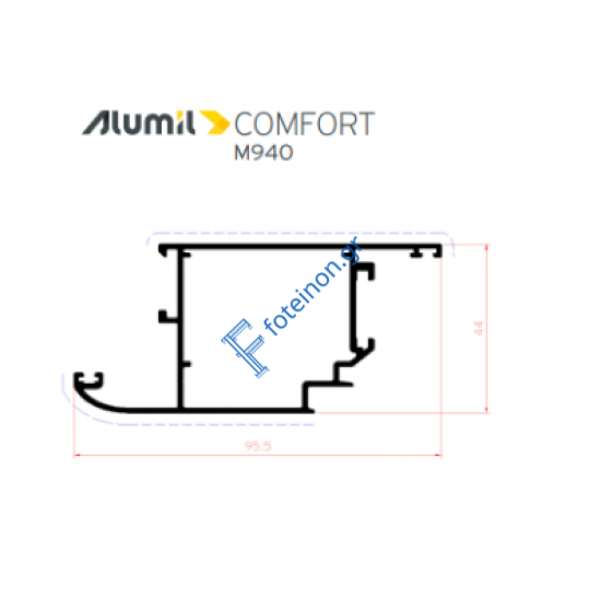 Φύλλο European Groove M989 σειράς Μ940 Comfort Alumil 6m σε χρώμα λευκό 9016