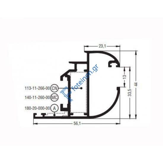 Φύλλο European Groove ανοιγοµένου µέσα µε ενσωµατωµένο πηχάκι για παράθυρο M993 σειράς Μ940 Comfort Alumil 6m σε χρώμα λευκό 9016