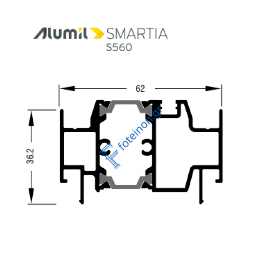 Μπινί S30590 σειράς S560 Smartia Alumil 6m σε χρώμα λευκό 9016