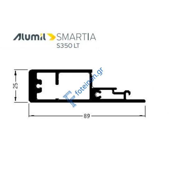 Στενός Γάντζος μεγάλος (Άγκιστρο) S35027 σειράς S350 LT Alumil 6m σε χρώμα λευκό 9016