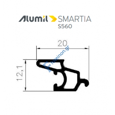  Πρόσθετο αλουμινίου S559 σειράς S560 Smartia Alumil σε χρώμα 103520