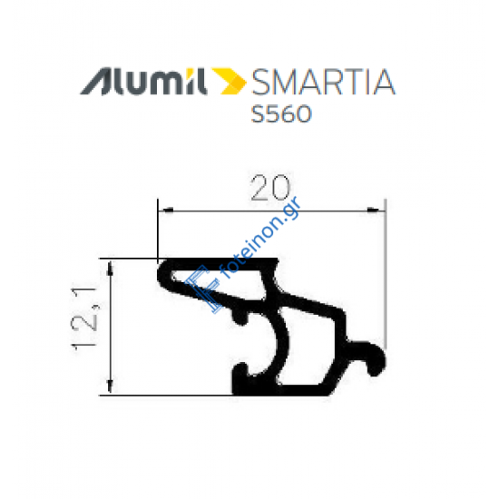  Πρόσθετο αλουμινίου S559 σειράς S560 Smartia Alumil σε χρώμα 103520