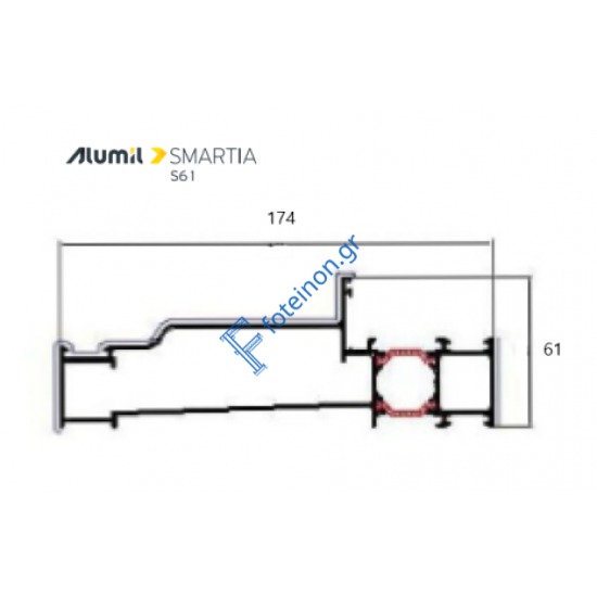 Κάσα ανοιγομένου S61150 της σειράς S61 Smartia Alumil 6,5m σε χρώμα λευκό 9016