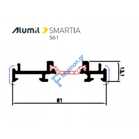 Πρόσθετο S61964 σειράς S61 Smartia Alumil 6,5m σε χρώμα λευκό 9016