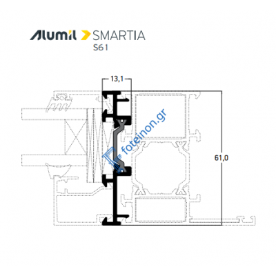Πρόσθετο S61964 σειράς S61 Smartia Alumil 6,5m σε χρώμα λευκό 9016