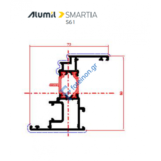 Φύλλo Ανοιγόμενο Περιμετρικού Μηχανισμού S61976 σειράς S61 Smartia Alumil 6,5m σε χρώμα λευκό 9016
