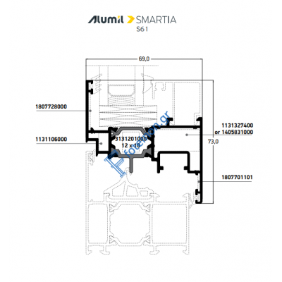 Φύλλo Ανοιγόμενο Περιμετρικού Μηχανισμού S61976 σειράς S61 Smartia Alumil 6,5m σε χρώμα λευκό 9016