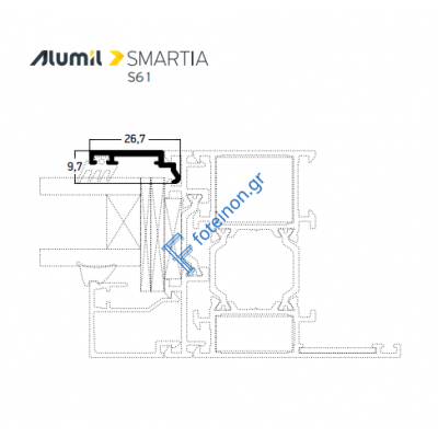 Πρόσθετο S77010 σειράς S61 Smartia Alumil 6,5m σε χρώμα λευκό 9016