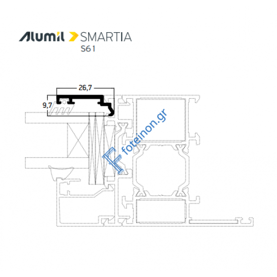 Πρόσθετο S77010 σειράς S61 Smartia Alumil 6,5m σε χρώμα λευκό 9016
