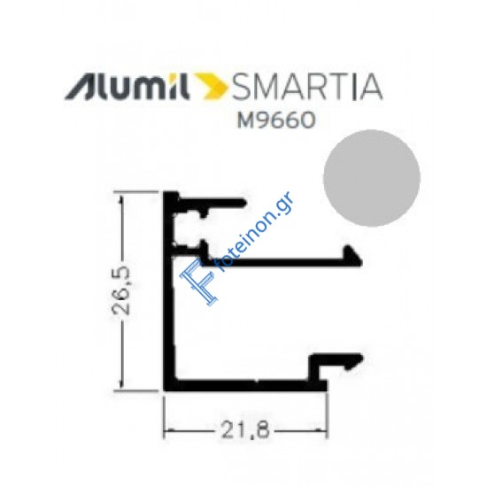 Πηχάκι ίσιο M11453 Smartia Alumil 6m σε χρώμα φυσική ανοδίωση 101020