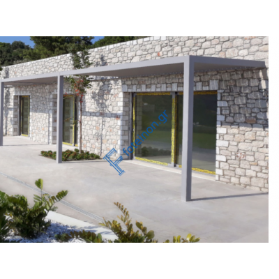 2 τεμάχια Σταθερές Πέργκολες GLM HELLAS (Alumil) PG 120F CRETA χρώμα SAHARA GREY BLUE 503 