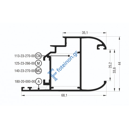 Φύλλο European Groove με ενσωματωμένο πηχάκι M994 σειράς Μ940 Comfort Alumil 6m σε χρώμα λευκό 9016
