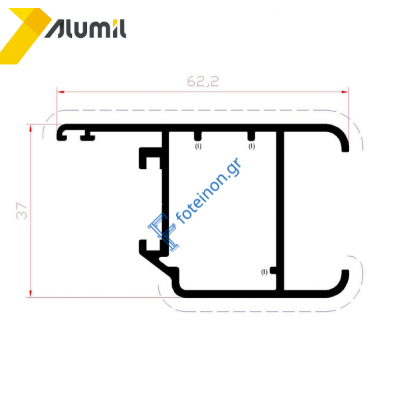Φύλλο European Groove ανοιγοµένου τζαμιού M960 σειράς Μ940 Comfort Alumil 6m σε χρώμα λευκό 9016