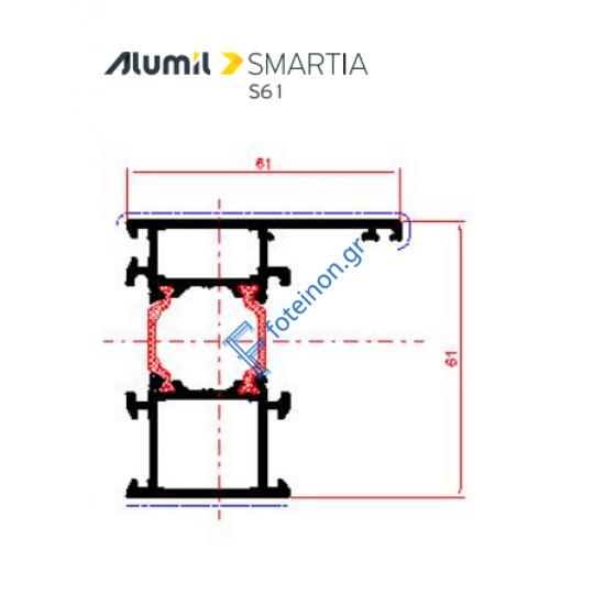 Κάσα ανοιγομένου S61510 της σειράς S61 Smartia Alumil 6,5m σε χρώμα λευκό 9016