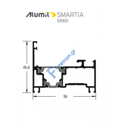 Άγγιστρο Γάντζος συρομένου S552 σειράς S560 Smartia Alumil σε χρώμα λευκό 9016