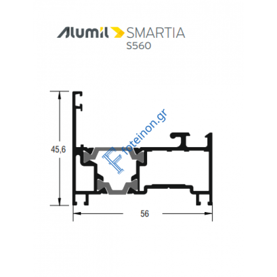 Άγγιστρο Γάντζος συρομένου S552 σειράς S560 Smartia Alumil σε χρώμα λευκό 9016