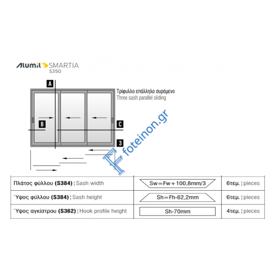 Εξαρτήματα για 3Φ. επάλληλο S374 S384  της σειράς S350
