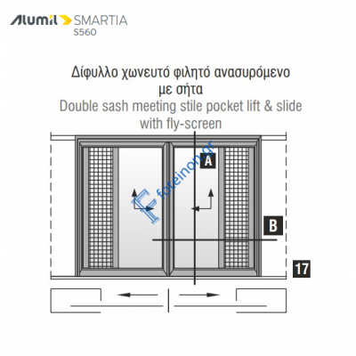 Εξαρτήματα για 2Φ. χωνευτό Τζάμι Σίτα ανασηκούμενο S550 S560 S30590 S490 της σειράς S560
