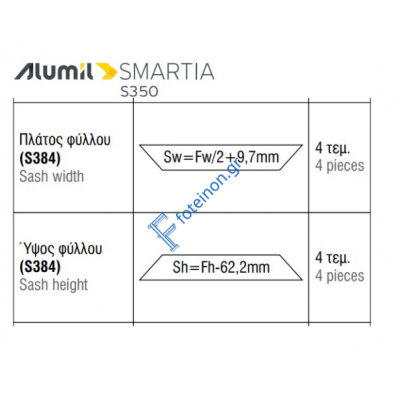 Εξαρτήματα για 2Φ. επάλληλο με σίτα S398 S384 S490 της σειράς S350