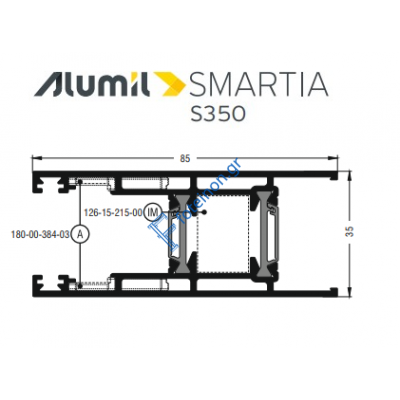 Φύλλο τζαμιού S390 σειράς S350 Smartia Alumil 6m σε χρώμα λευκό 9016