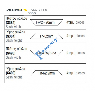 Εξαρτηματα για 2Φ. ΤΖ-ΣΙ S389 - S384 - S490 της σειράς S350 