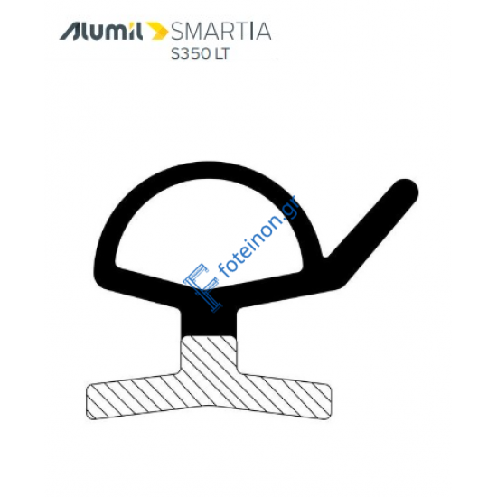 Ελαστικό (λάστιχο) γάντζου ELAPRENE μαύρο σειράς S350 LT Smartia Alumil 2200004601 (τιμή μέτρου)