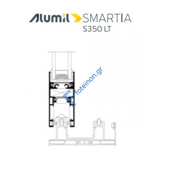 Φύλλο συρομένου χωρίς πηχάκι S35011 σειράς S350 LT Alumil 6m σε χρώμα λευκό 9016