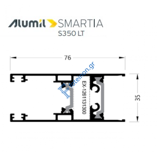 Φύλλο συρομένου χωρίς πηχάκι S35011 σειράς S350 LT Alumil 6m σε χρώμα λευκό 9016