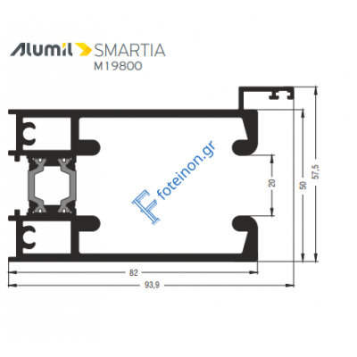 Οδηγός Φυσούνας M19838 σειράς M19800 Alumil 6m σε χρώμα λευκό 9016