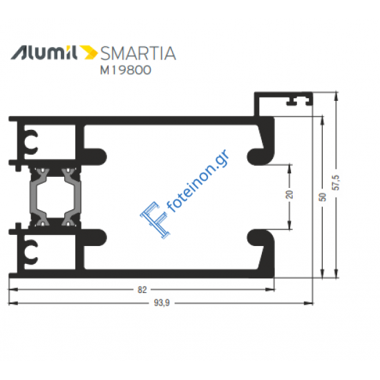 Οδηγός Φυσούνας M19838 σειράς M19800 Alumil 6m σε χρώμα λευκό 9016